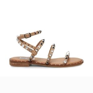 Steve Madden Travel Studded Casual Ankle Strappy Sandals Tan Sz 8.5